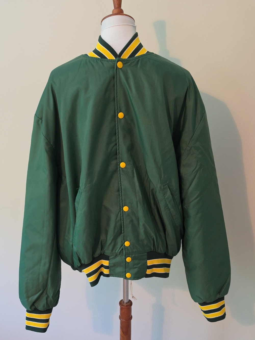Holloway Green Varsity Jacket with Yellow Accents